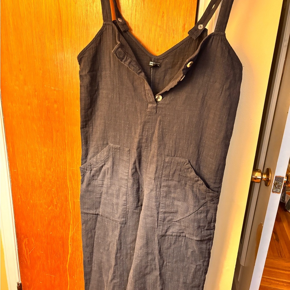 Billabong Black Cropped Jumpsuit with Spaghetti Straps